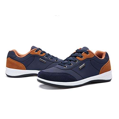 ZODOF Zapatillas Hombre Moda Casual Ata para Arriba Cuero Deporte Zapatos para Correr Respirable Zapatillas Deportivas Trail Trekking Sneakers