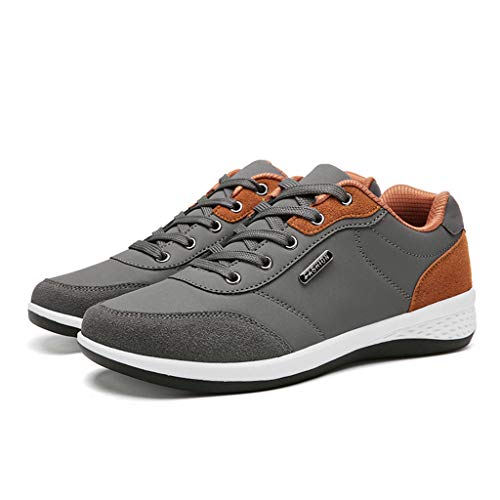 ZODOF Zapatillas Hombre Moda Casual Ata para Arriba Cuero Deporte Zapatos para Correr Respirable Zapatillas Deportivas Trail Trekking Sneakers