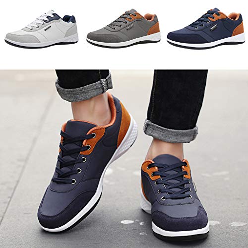 ZODOF Zapatillas Hombre Moda Casual Ata para Arriba Cuero Deporte Zapatos para Correr Respirable Zapatillas Deportivas Trail Trekking Sneakers