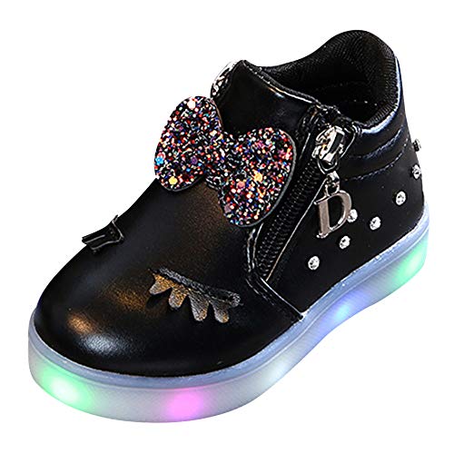 ZODOF Zapatos Casuales CóModos De Los NiñOs Lindos del Conejo NiñOs BebéS Infantil Crystal Bowknot Led Botas Luminosas Zapatillas Deportivas Zapatillas