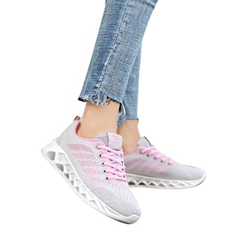 ZOELOVE Zapatillas de Running para Mujer Correr Zapatillas de Deporte de Primavera y Verano Gimnasio Calzado Ligero y Casual Zapatos Individuales cómodos Malla de Deportivos/Rosado,39