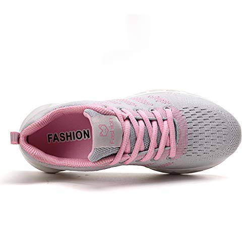 ZOELOVE Zapatillas de Running para Mujer Correr Zapatillas de Deporte de Primavera y Verano Gimnasio Calzado Ligero y Casual Zapatos Individuales cómodos Malla de Deportivos/Rosado,39