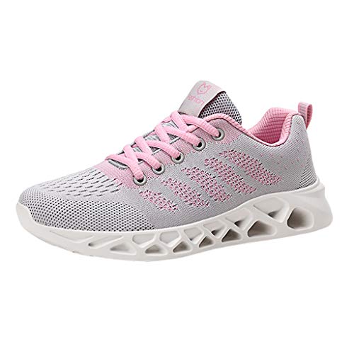 ZOELOVE Zapatillas de Running para Mujer Correr Zapatillas de Deporte de Primavera y Verano Gimnasio Calzado Ligero y Casual Zapatos Individuales cómodos Malla de Deportivos/Rosado,39