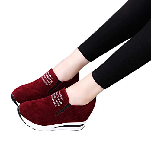 ZOELOVE Zapatillas de Running para Mujer Zapatillas de Correr Deportivas de Primavera y Verano Deporte Gimnasio Fitness Ligeras y cómodos Individuales cómodas Gamuza aumentadas/Vino1,39