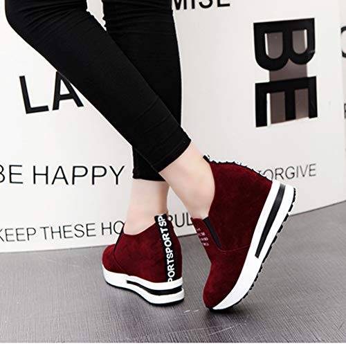 ZOELOVE Zapatillas de Running para Mujer Zapatillas de Correr Deportivas de Primavera y Verano Deporte Gimnasio Fitness Ligeras y cómodos Individuales cómodas Gamuza aumentadas/Vino1,39