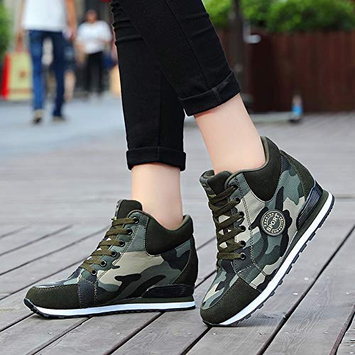 ZOELOVE Zapatillas de Running para Mujer Zapatillas de Deporte de Primavera y Verano Gimnasio Fitness Ligeras y cómodos cómodas Lienzo de Camuflaje levantado en un Fondo Grueso/Camou,42