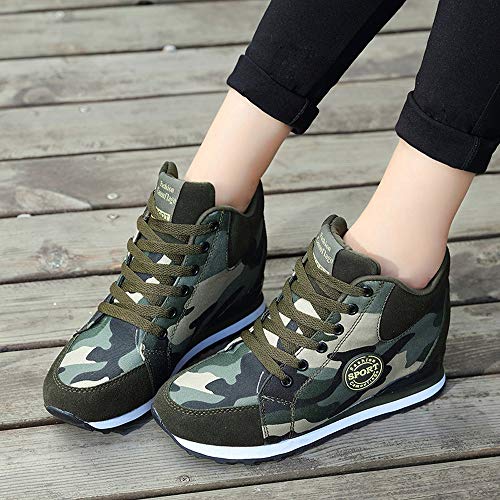 ZOELOVE Zapatillas de Running para Mujer Zapatillas de Deporte de Primavera y Verano Gimnasio Fitness Ligeras y cómodos cómodas Lienzo de Camuflaje levantado en un Fondo Grueso/Camou,42