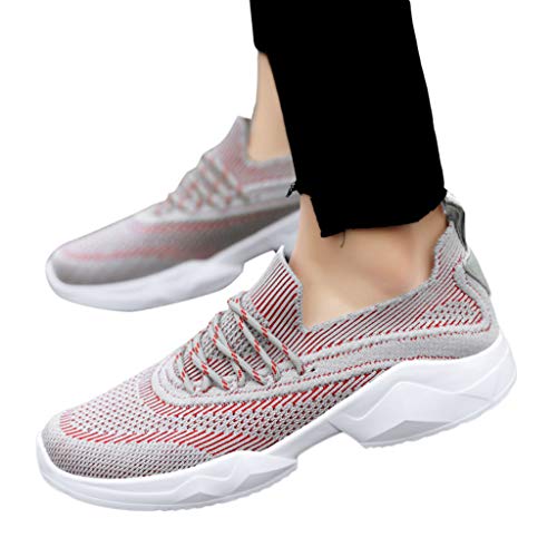 ZOELOVE Zapatillas de Running para Mujer Zapatillas de Deporte de Primavera y Verano Gimnasio Ligeras Calzado Sencillo y cómodo Fondo Suave y Transpirable con Cordones/Rojo,39