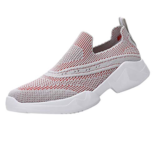 ZOELOVE Zapatillas de Running para Mujer Zapatillas de Deporte de Primavera y Verano Gimnasio Ligeras Calzado Sencillo y cómodo Fondo Suave y Transpirable con Cordones/Rojo,39