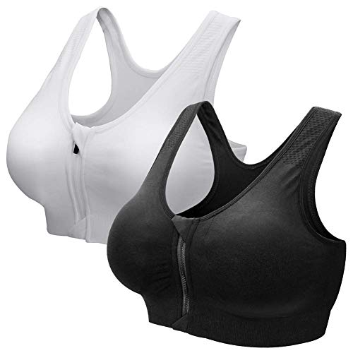 ZOEREA Sujetador Cierre Delantero Deportivo para Mujer Gimnasio Ropa con Almohadillas Extraíbles para Correr Sin Costuras Yoga Fitness 2 Piezas