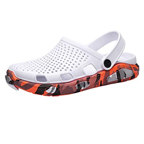 Zuecos Hombre Playa Calzado Verano Agujero Zapatillas Zapatillas Playa Sandalias Goma Zapatillas de Trabajo Resbalón Transpirable Negro, Blanco, Naranja 39-44 riou