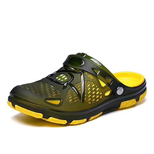 Zuecos Hombre Playa Piscina Sanitarios Enfermera Goma Verano Zapatillas de Trabajo Sandalias Negro Azul Amarillo 40-45 Amarillo 45