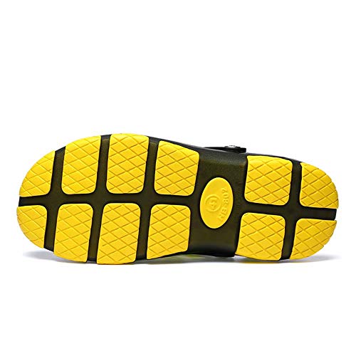 Zuecos Hombre Playa Piscina Sanitarios Enfermera Goma Verano Zapatillas de Trabajo Sandalias Negro Azul Amarillo 40-45 Amarillo 45