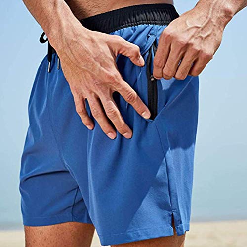 ZusFut Bañador Hombre Pantalones Cortos Deporte de Secado Rápido con Cordón/Dos Bolsillos de Malla Laterales con Cremallera Shorts Deportivos Hombre Playa Surf (L)