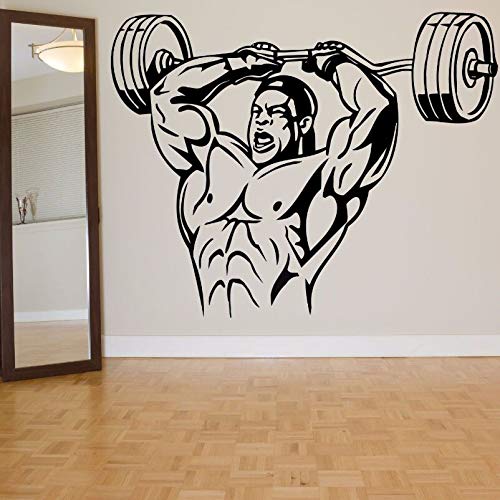 zxddzl Hombre musculoso Etiqueta de la Pared Hombre Powerlifting Mural de Pared Culturismo Gimnasio Extraíble Vinilo Hombre Deportivo Calcomanías de Pared AY956-82x105cm
