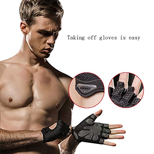 ZZKJNIU Fitness Guantes De ProteccióN: Pesas Masculinas Y Femeninas Equipos Barra Horizontal Ejercicio MuñEcas Media GuíA Cuerpo hacia Arriba Silicona Antideslizante, CóModa Y Transpirable,Black-M