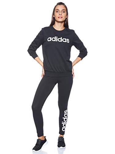 adidas W E Lin Sweat Sudadera, Mujer, Negro (Black/White), S