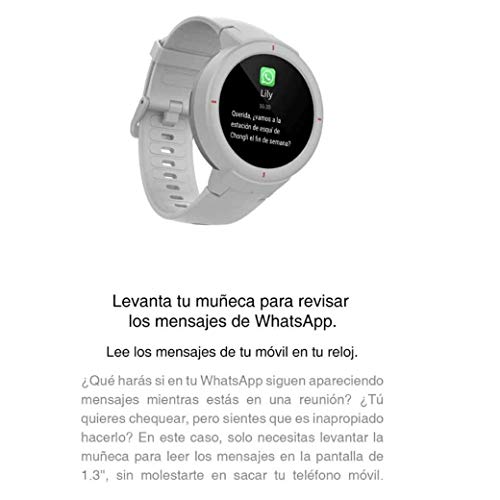 Amazfit Verge Xiaomi Smartwatch Deportivo - Reloj Deportivo GPS | Sensor de Frecuencia Cardíaca| Reproduce Música | Blanco (Versión Internacional) iOS-Android (Reacondicionado)