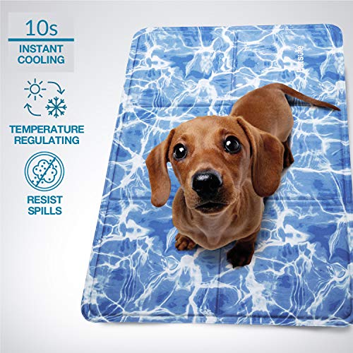 Bedsure Manta Refrescante Perros Grandes - Cama Fría para Perro Gato, Alfombra de Enfriamiento de Verano, 90x60cm, Azul
