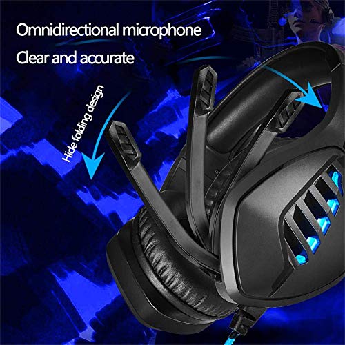 Chunlan - Auriculares de diadema para gaming con micrófono flexible con LED para Xbox One PC, color gris