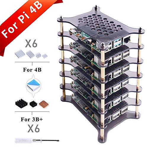 GeeekPi - Carcasa de 6 capas para Raspberry Pi 4 modelo B/Raspberry Pi 3 B+, carcasa de acrílico apilable para Raspberry Pi 3/2 modelo B marrón marrón