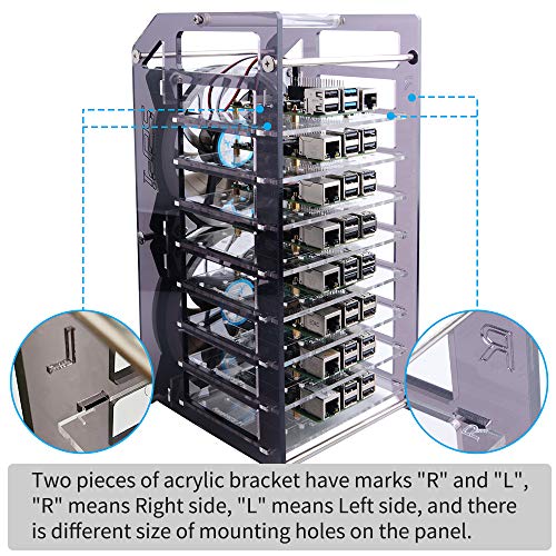 GeeekPi Raspberry Pi Cluster Caja, Raspberry Pi Rack Case Caja apilable con ventilador 120mm RGB LED 5V Fan para Raspberry Pi 4B / 3B + / 3B / 2B / B + y Jetson Nano (8 capas)