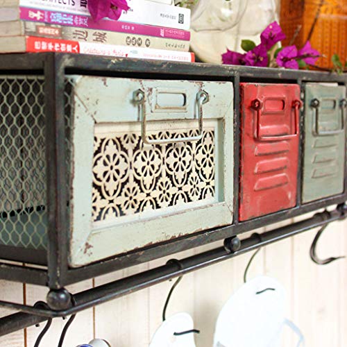 Guo Shop- American Vintage Iron Partition Estante de Pared de la Sala de TV de Fondo Wall Decoration Bookshelf Armarios Racks