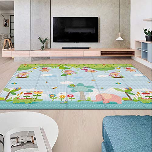 Kepae 200 x 180CM XXXL Alfombra Infantil Alfombra de Juegos Plegable para bebés Alfombrilla de Arrastre Impermeable Doble Cara Antideslizante Gateando Colchoneta Bebe Suelo