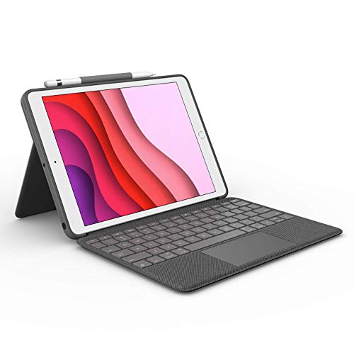 Logitech Funda con teclado Combo Touch para iPad 7a generación, con trackpad, teclado inalámbrico y tecnología Smart Connector, grafito