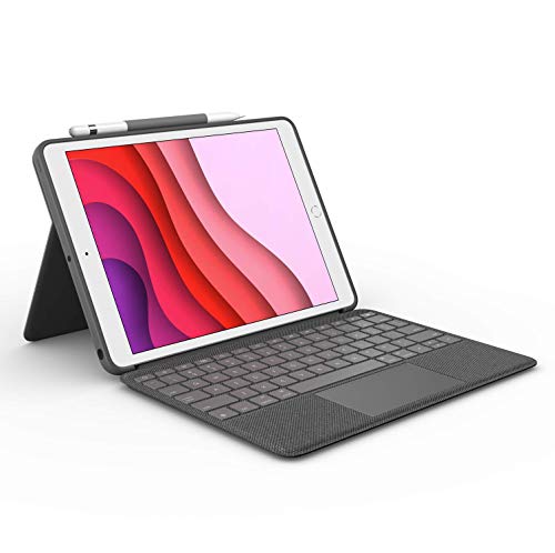 Logitech Funda con teclado Combo Touch para iPad 7a generación, con trackpad, teclado inalámbrico y tecnología Smart Connector, grafito