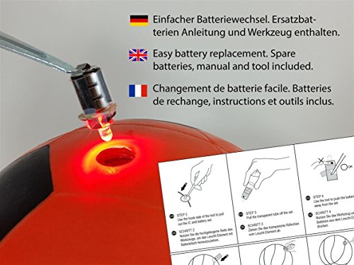 NIGHTMATCH Balón de Fútbol Ilumina Incl. Bomba de balón - LED Interior se Enciende Cuando se patea – Brilla en la Oscuridad - Tamaño 3 - Tamaño y Peso Oficial Naranja/Negro