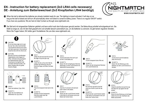 NIGHTMATCH Balón de Fútbol Ilumina Incl. Bomba de balón - LED Interior se Enciende Cuando se patea – Brilla en la Oscuridad - Tamaño 5 - Tamaño y Peso Oficial Naranja/Blanco