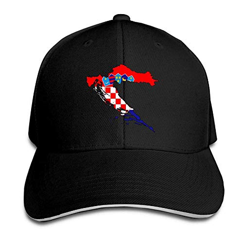 Presock Gorra De Béisbol,Gorro/Gorra Unisex Croatia Flag Map Adult Adjustable Snapback Hats Sandwich Cap