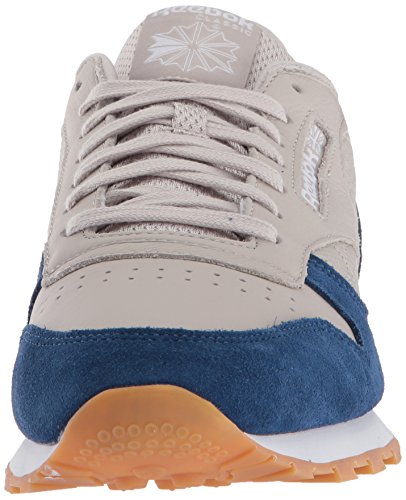 Reebok Classic Leather, Zapatillas de Deporte para Hombre, Beige Sand Stone Washed Blue White Gum, 41 EU