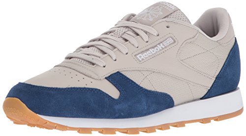 Reebok Classic Leather, Zapatillas de Deporte para Hombre, Beige Sand Stone Washed Blue White Gum, 41 EU