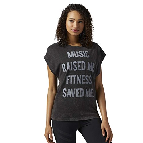 Reebok Stone Wash tee Camiseta, Mujer, Negro, Small