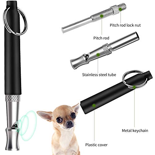 Silbatos Profesional para Perros, 3 Piezas Ultrasonidos Silbato de Entrenamiento de Perro, Frecuencias Ajustables Silbato de Entrenamiento de Perros con Acollador