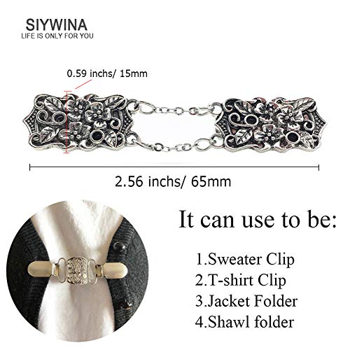 SIYWINA Mujer Clip de Cardigan Suéter Clip Chal Clip Broche de Flores Botón de la Rebeca (Style1)