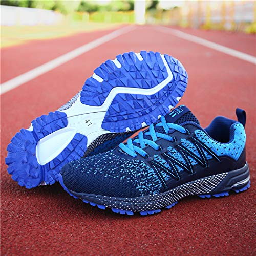 SOLLOMENSI Zapatillas de Deporte Hombres Running Zapatos para Correr Gimnasio Sneakers Deportivas Padel Transpirables Casual Montaña 42 EU A Azul