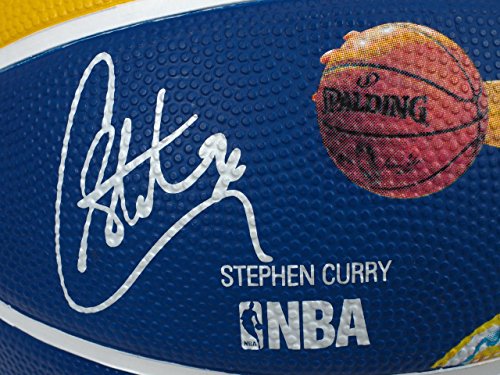 Spalding NBA Player Stephen Curry Sz.7 83-343Z Pelota de Baloncesto, Hombre, Amarillo/Azul, 7