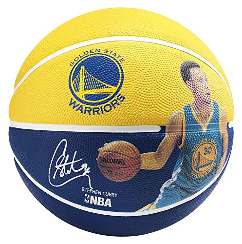 Spalding NBA Player Stephen Curry Sz.7 83-343Z Pelota de Baloncesto, Hombre, Amarillo/Azul, 7