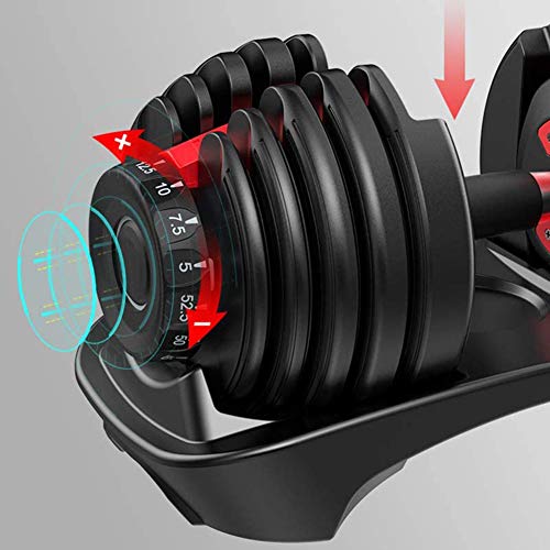 TANCEQI Mancuernas Ajustables 24Kg con Sistema De Dial Ajustable para Culturismo, Aptitud, Halterofilia, Ejercicios De Gimnasio Doméstico, Banco De Pesas