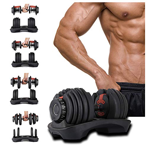 TANCEQI Mancuernas Ajustables 24Kg con Sistema De Dial Ajustable para Culturismo, Aptitud, Halterofilia, Ejercicios De Gimnasio Doméstico, Banco De Pesas