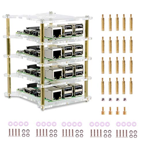 Techson - Caja de 4 capas de acrílico transparente para Raspberry Pi 4B, 3B, 3B+, apilable