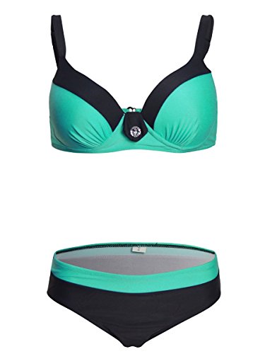 Voqeen Mujer Bikini de Gradiente de Color Establece Retro Empuja hacia Arriba Dos Piezas Acolchadas Lunares/Rayas/Cristal Impresa Ropa de Playa Traje de baño