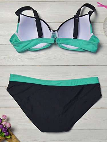 Voqeen Mujer Bikini de Gradiente de Color Establece Retro Empuja hacia Arriba Dos Piezas Acolchadas Lunares/Rayas/Cristal Impresa Ropa de Playa Traje de baño