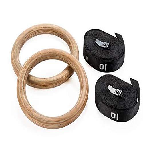 XH ZNXH - Anillos de gimnasia de madera ajustables para entrenamiento de fuerza, crossfit, dominadas y salsas